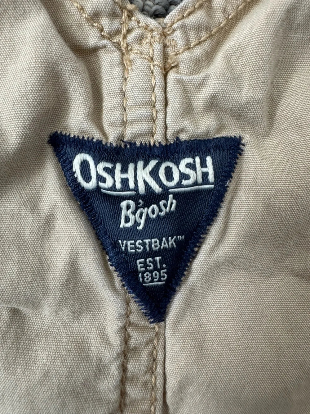 OshKosh B'gosh Khaki Baby Overalls with Plaid Lining